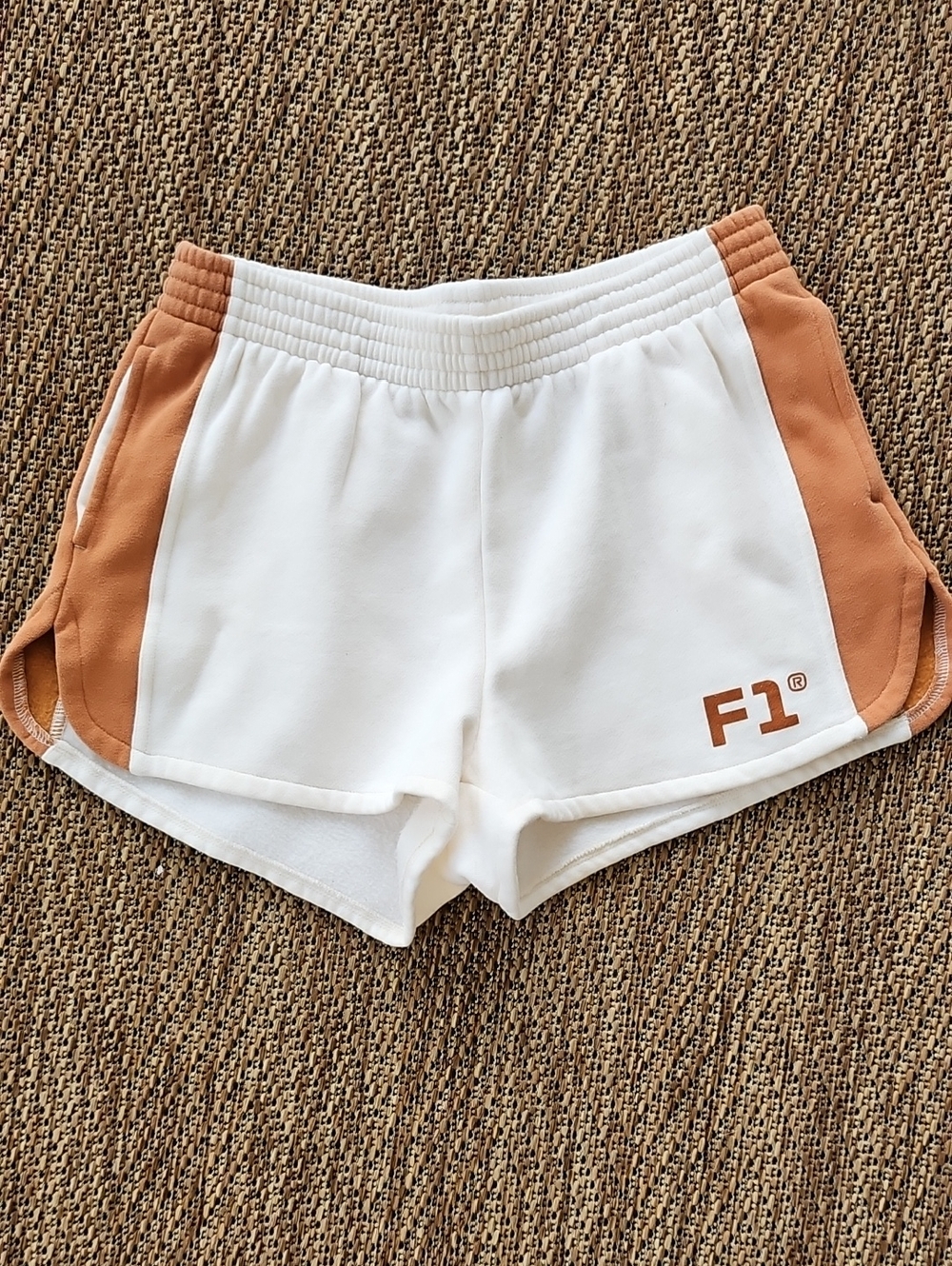 PacSun White Athletic Shorts with Tan Side Panels
